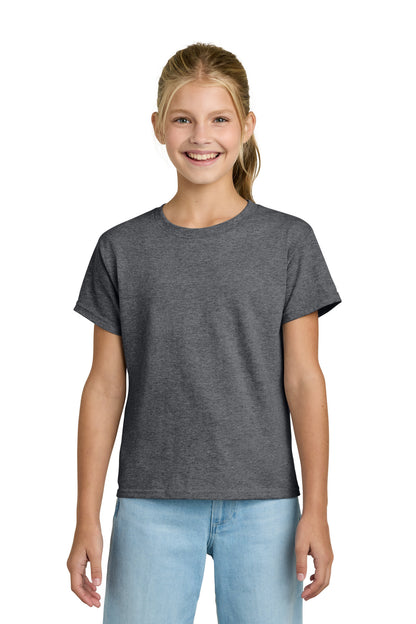 Front View of GphHeather Gildan Youth Light Cotton Tee 3000B plain
