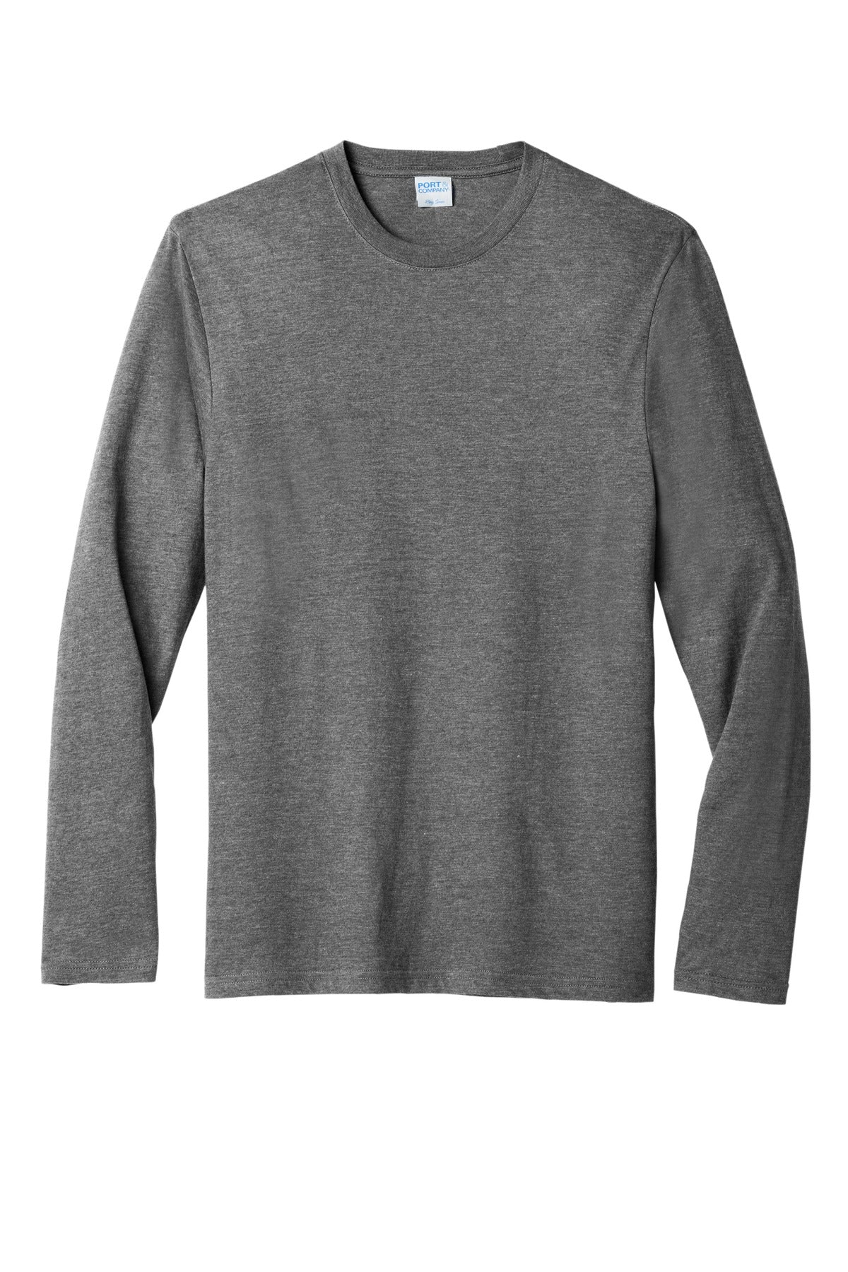 Front View of GphHeather Port & Co Tri-Blend Long Sleeve Tee. PC330LS plain