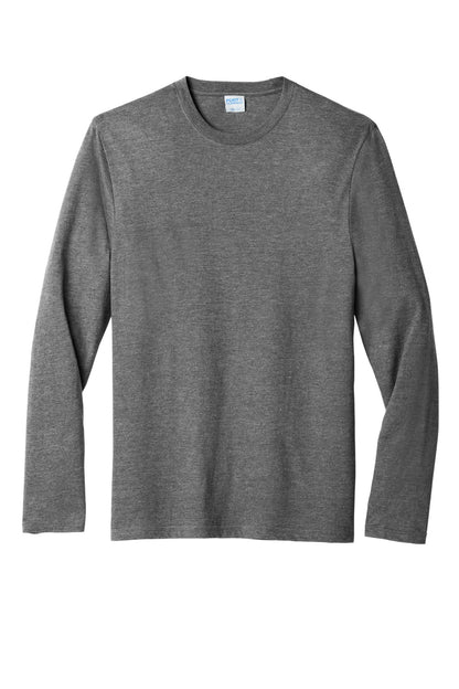 Front View of GphHeather Port & Co Tri-Blend Long Sleeve Tee. PC330LS plain