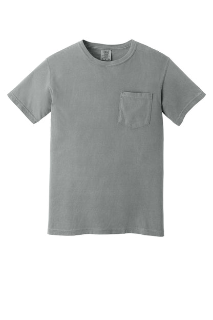 Front View of Granite COMFORT COLORS Heavyweight Ring Spun Pocket Tee. 6030 plain