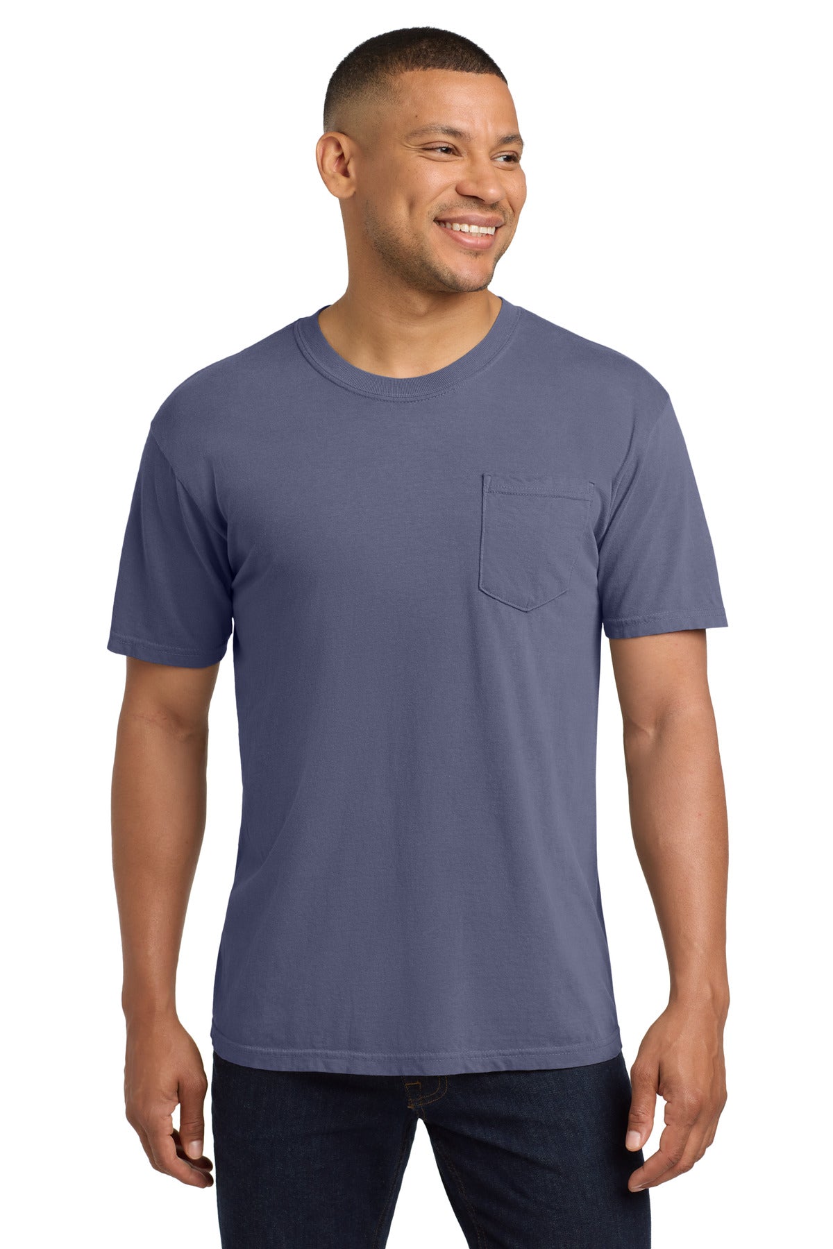 Front View of Grape COMFORT COLORS Heavyweight Ring Spun Pocket Tee. 6030 plain