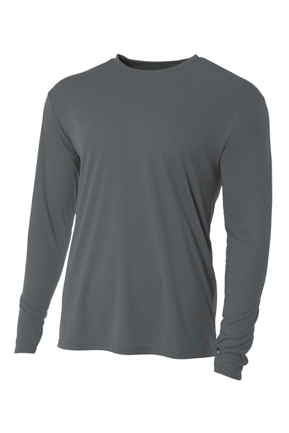 Front View of Graphite A4 Cooling Performance Long Sleeve Tee A4N3165 plain