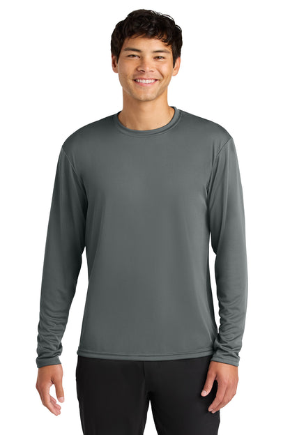 Front View of Graphite A4 Cooling Performance Long Sleeve Tee A4N3165 plain