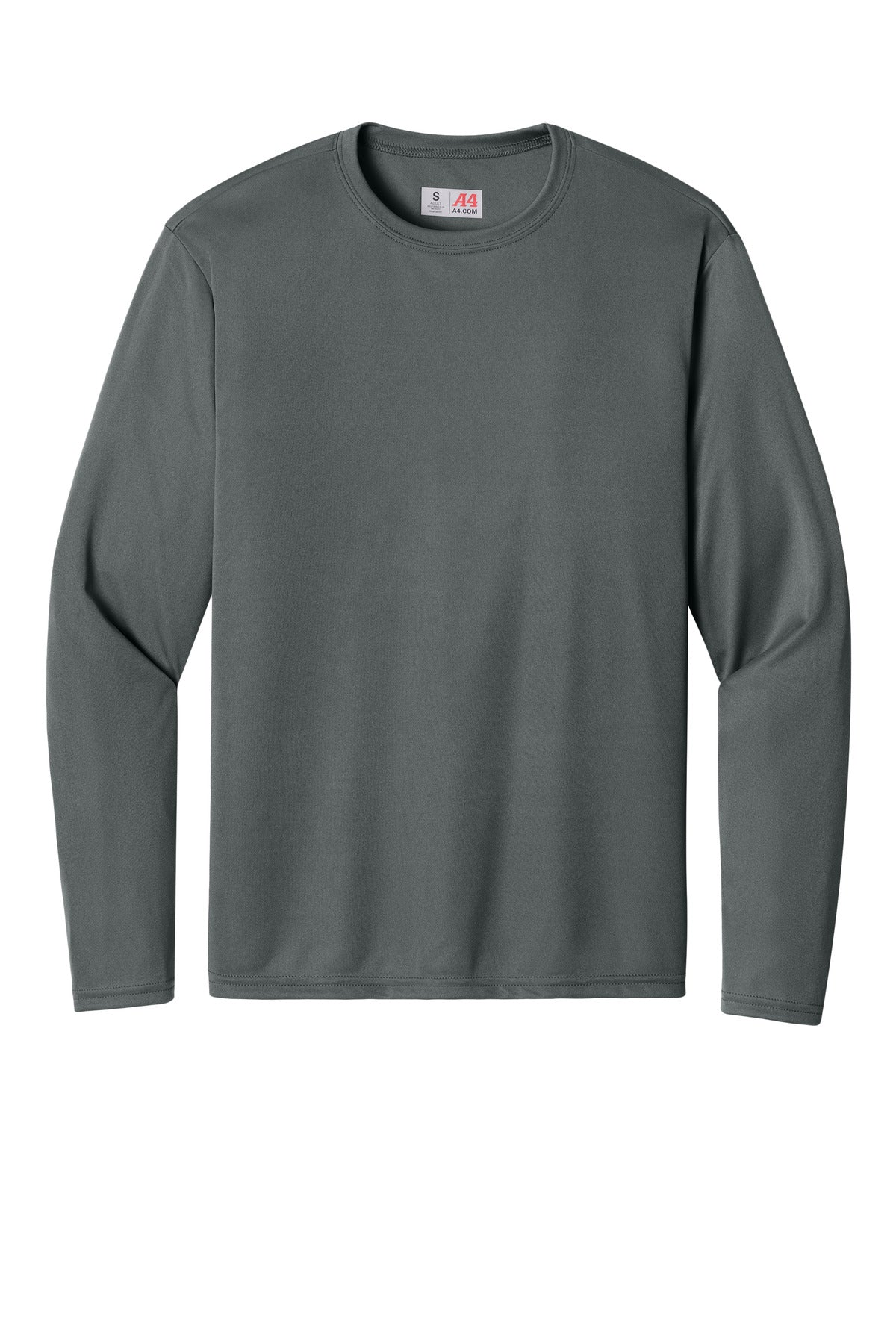 Front View of Graphite A4 Cooling Performance Long Sleeve Tee A4N3165 plain
