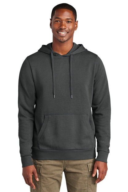 Front View of Graphite District Wash Fleece Hoodie DT2200 plain