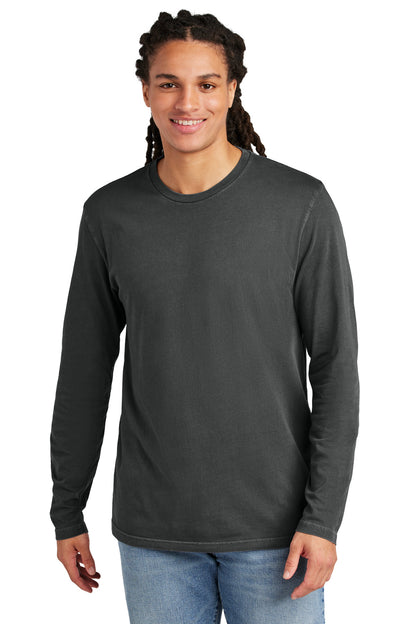 Front View of Graphite District Wash Long Sleeve Tee DT2103 plain