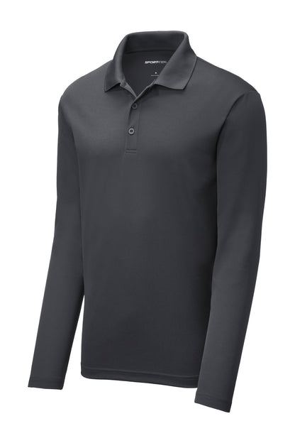 Front View of Graphite Grey Sport-Tek PosiCharge RacerMesh Long Sleeve Polo. ST640LS plain