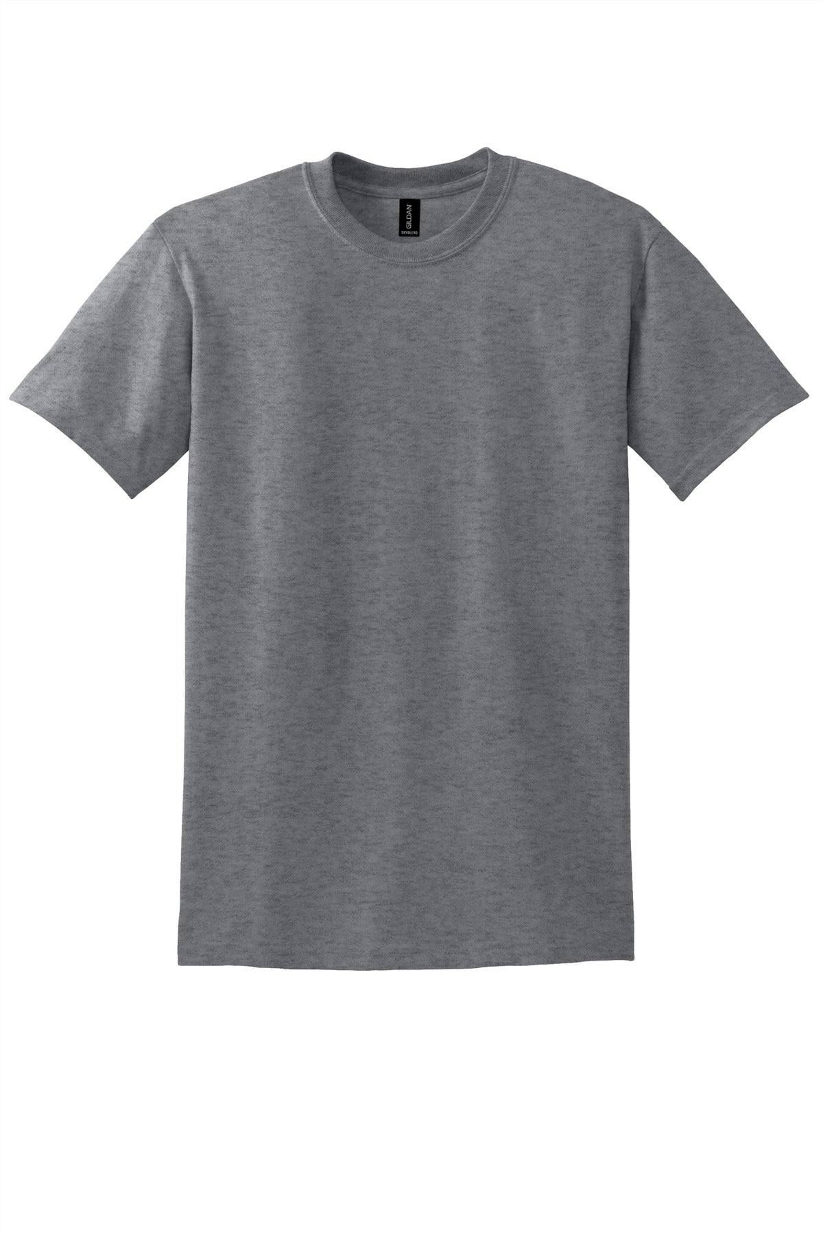 Front View of Graphite Hthr Gildan DryBlend 50 Cotton/50 Poly T-Shirt. 8000 plain