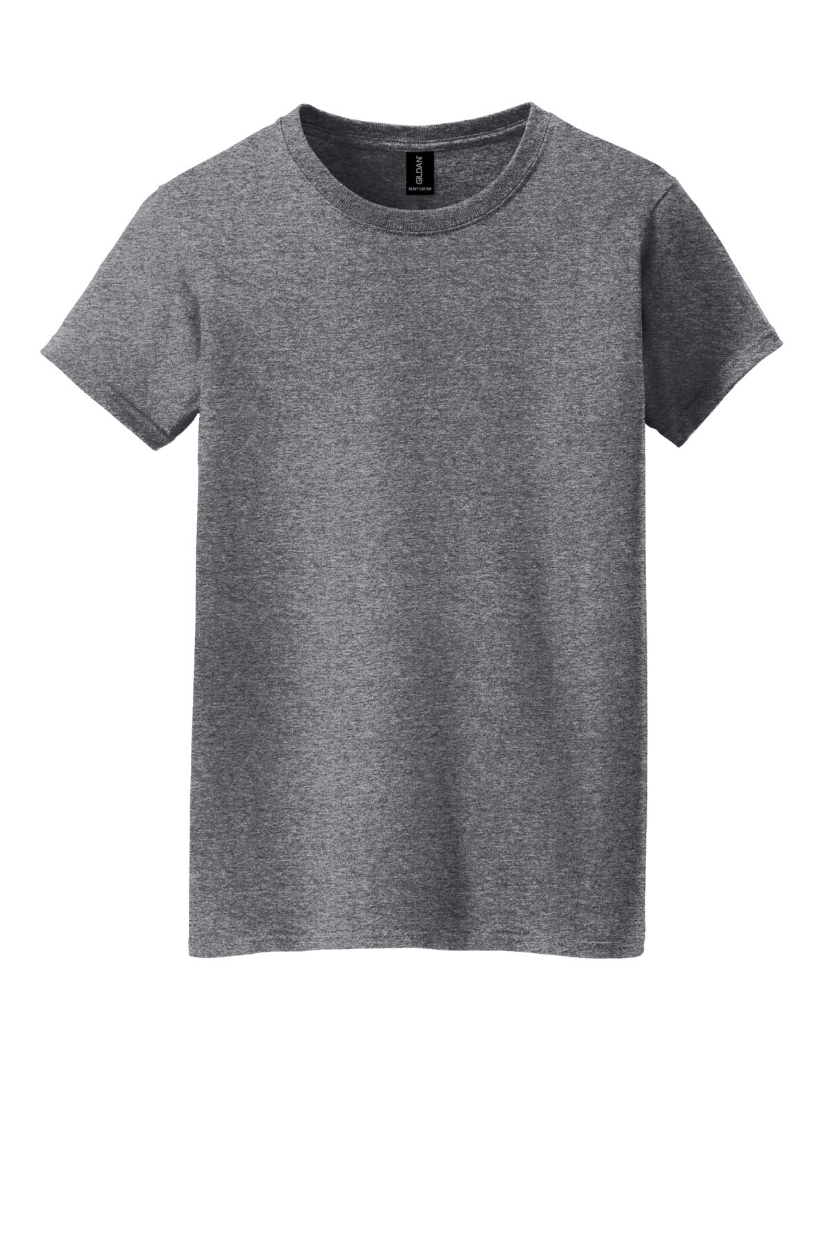 Front View of Graphite Hthr Gildan Women's Heavy Cotton 100% Cotton T-Shirt. 5000L plain