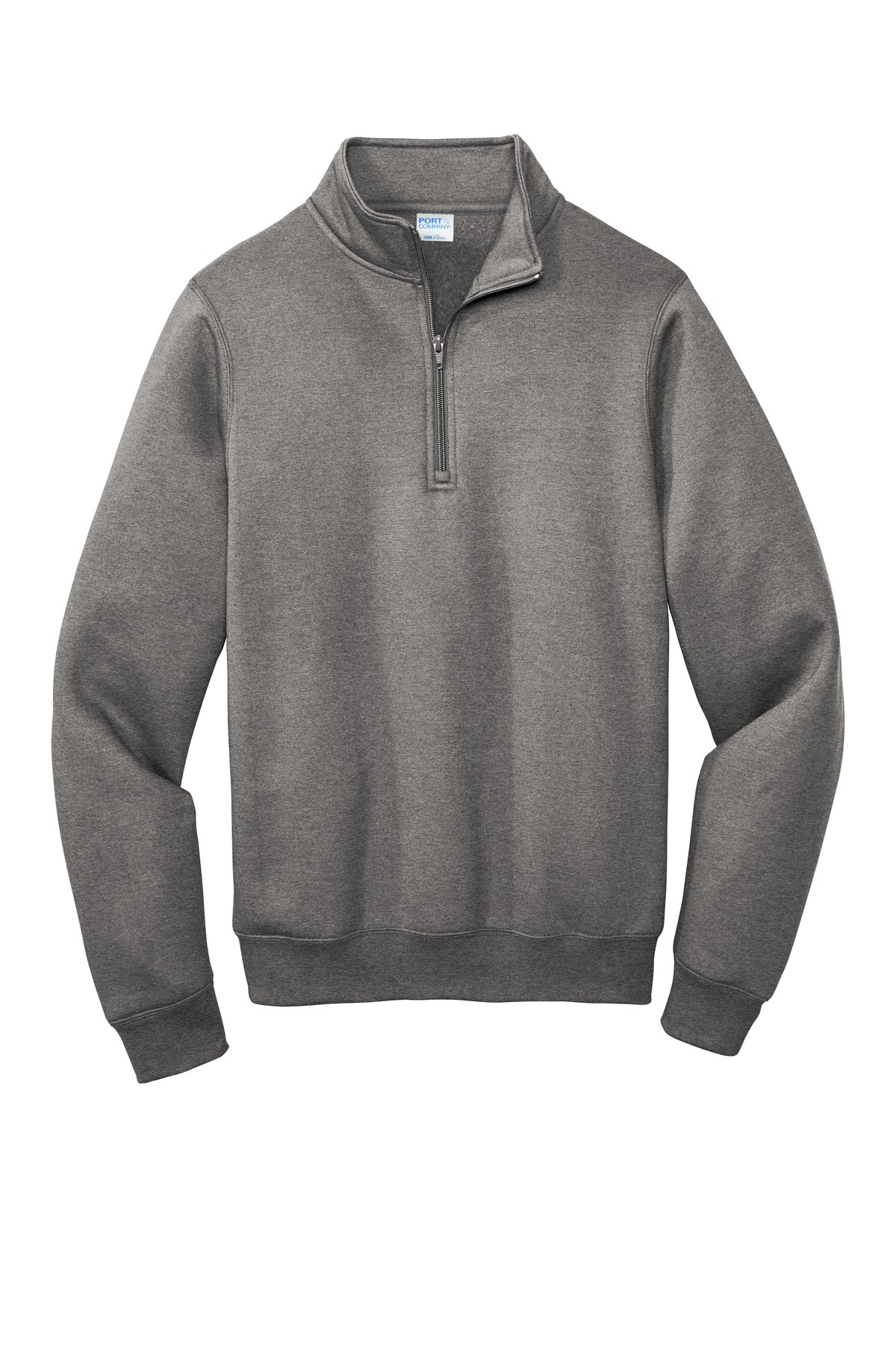 Front View of Graphite Hthr Port & Co Core Fleece 1/4-Zip Pullover Sweatshirt PC78Q