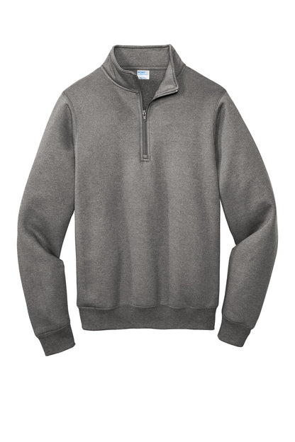 Front View of Graphite Hthr Port & Co Core Fleece 1/4-Zip Pullover Sweatshirt PC78Q