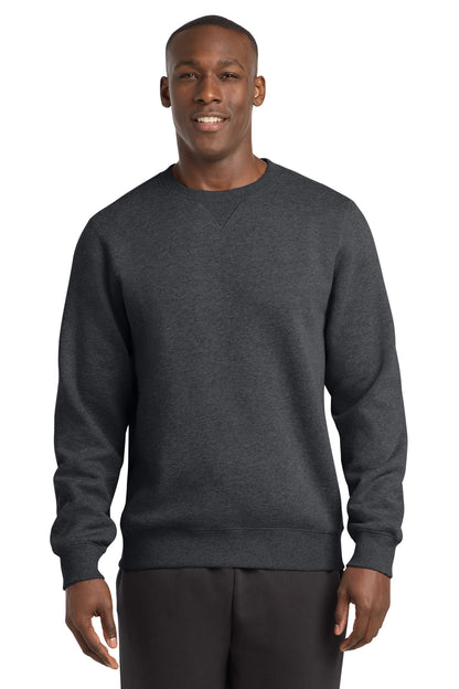 Front View of Graphite Hthr Sport-Tek Crewneck Sweatshirt. ST266 plain