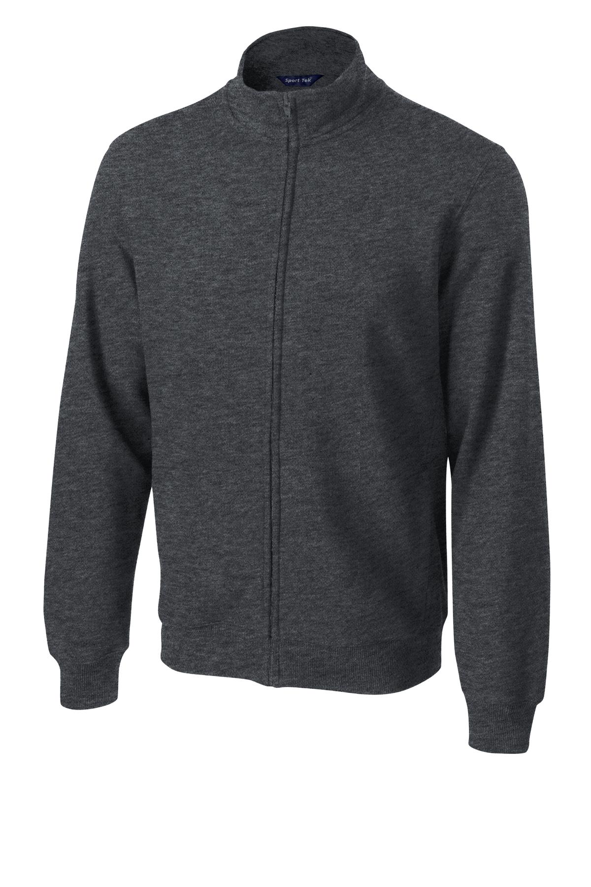 Front View of Graphite Hthr Sport-Tek Full-Zip Sweatshirt. ST259 plain