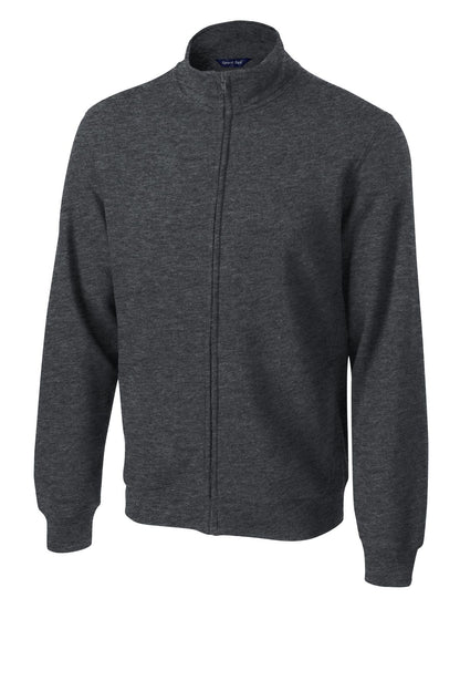 Front View of Graphite Hthr Sport-Tek Full-Zip Sweatshirt. ST259 plain