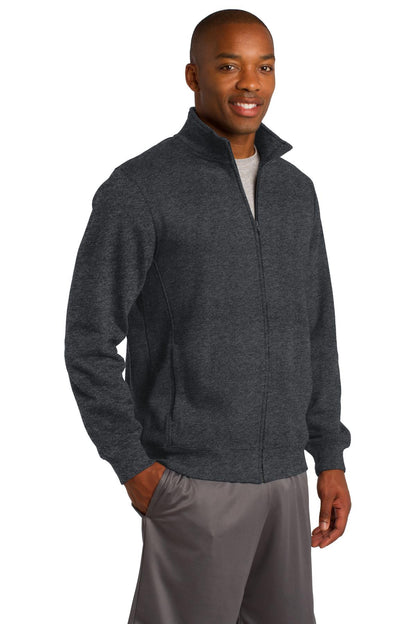 Front View of Graphite Hthr Sport-Tek Full-Zip Sweatshirt. ST259 plain