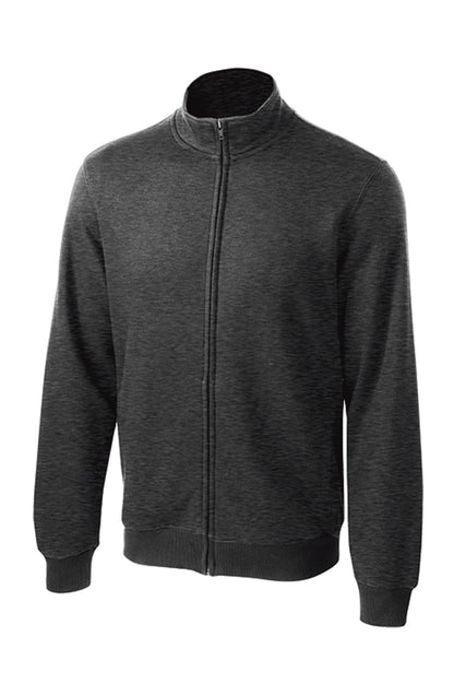 Front View of Graphite Hthr Sport-Tek Full-Zip Sweatshirt. ST259 plain