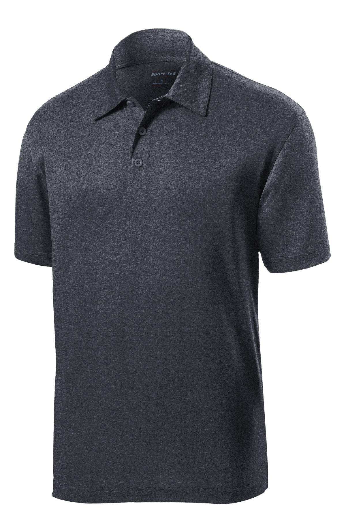 Front View of Graphite Hthr Sport-Tek Heather Contender Polo. ST660 plain