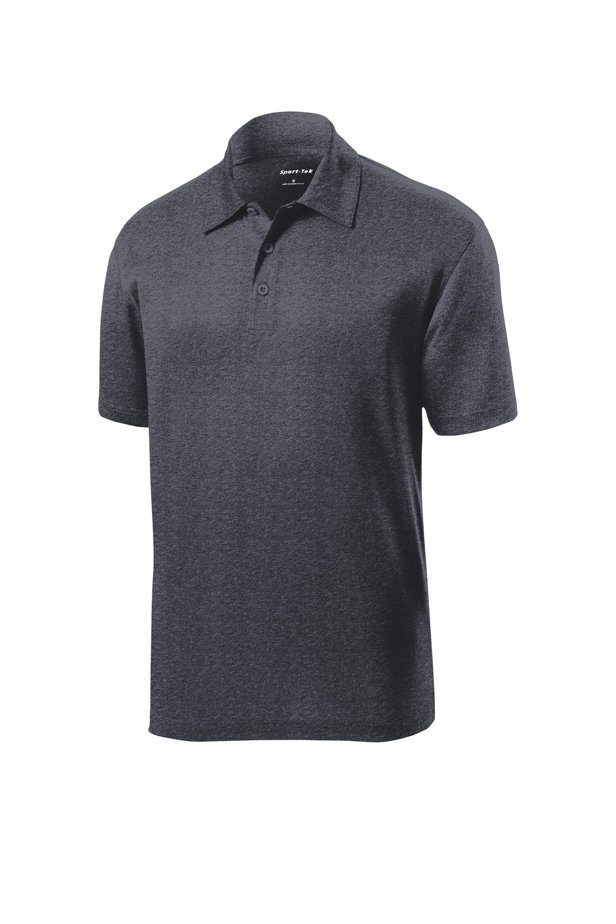 Front View of Graphite Hthr Sport-Tek Heather Contender Polo. ST660 plain