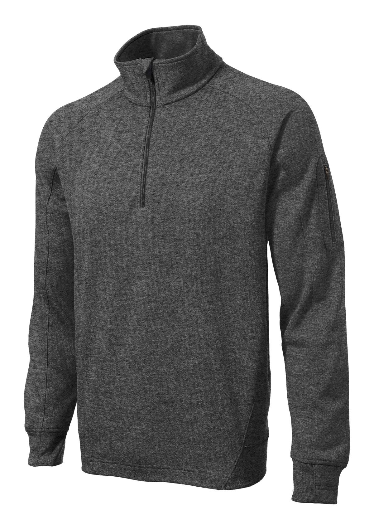 Front View of Graphite Hthr Sport-Tek Tech Fleece 1/4-Zip Pullover. F247 plain