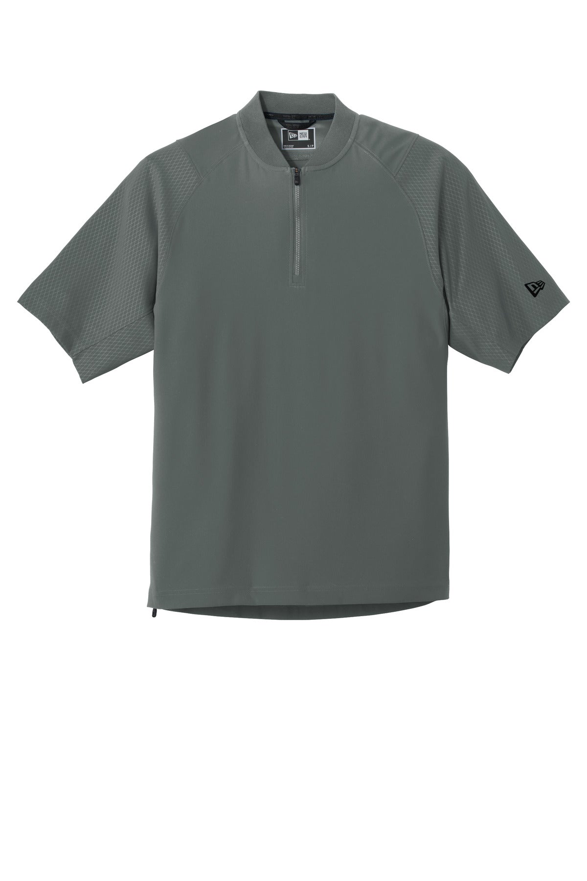 Front View of Graphite New Era Cage Short Sleeve 1/4-Zip Jacket. NEA600 plain