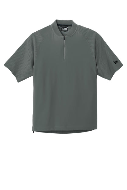 Front View of Graphite New Era Cage Short Sleeve 1/4-Zip Jacket. NEA600 plain