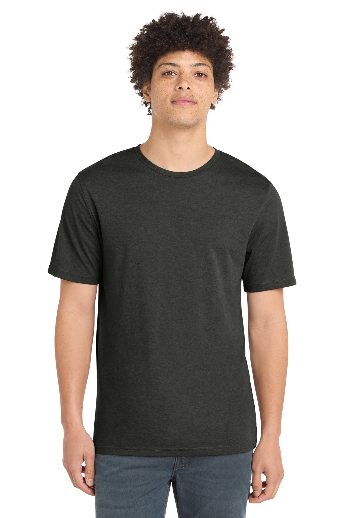 Front View of Graphite New Era Tri-Blend Tee NEA135 plain