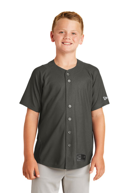 Front View of Graphite New Era Youth Diamond Era Full-Button Jersey. YNEA220 plain