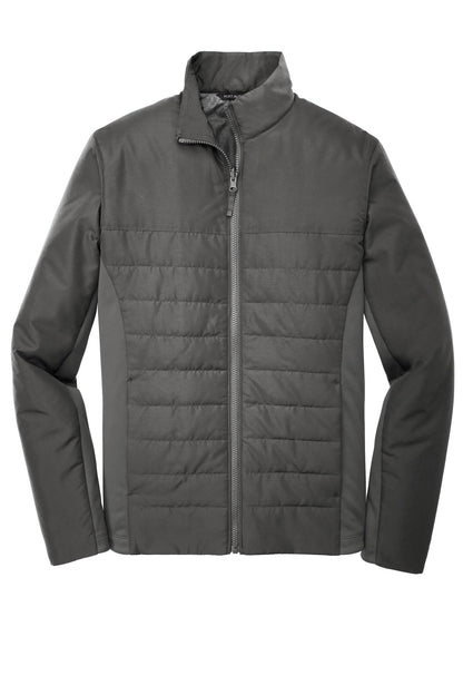 Front View of Graphite Port Authority Collective Insulated Jacket. J902 plain