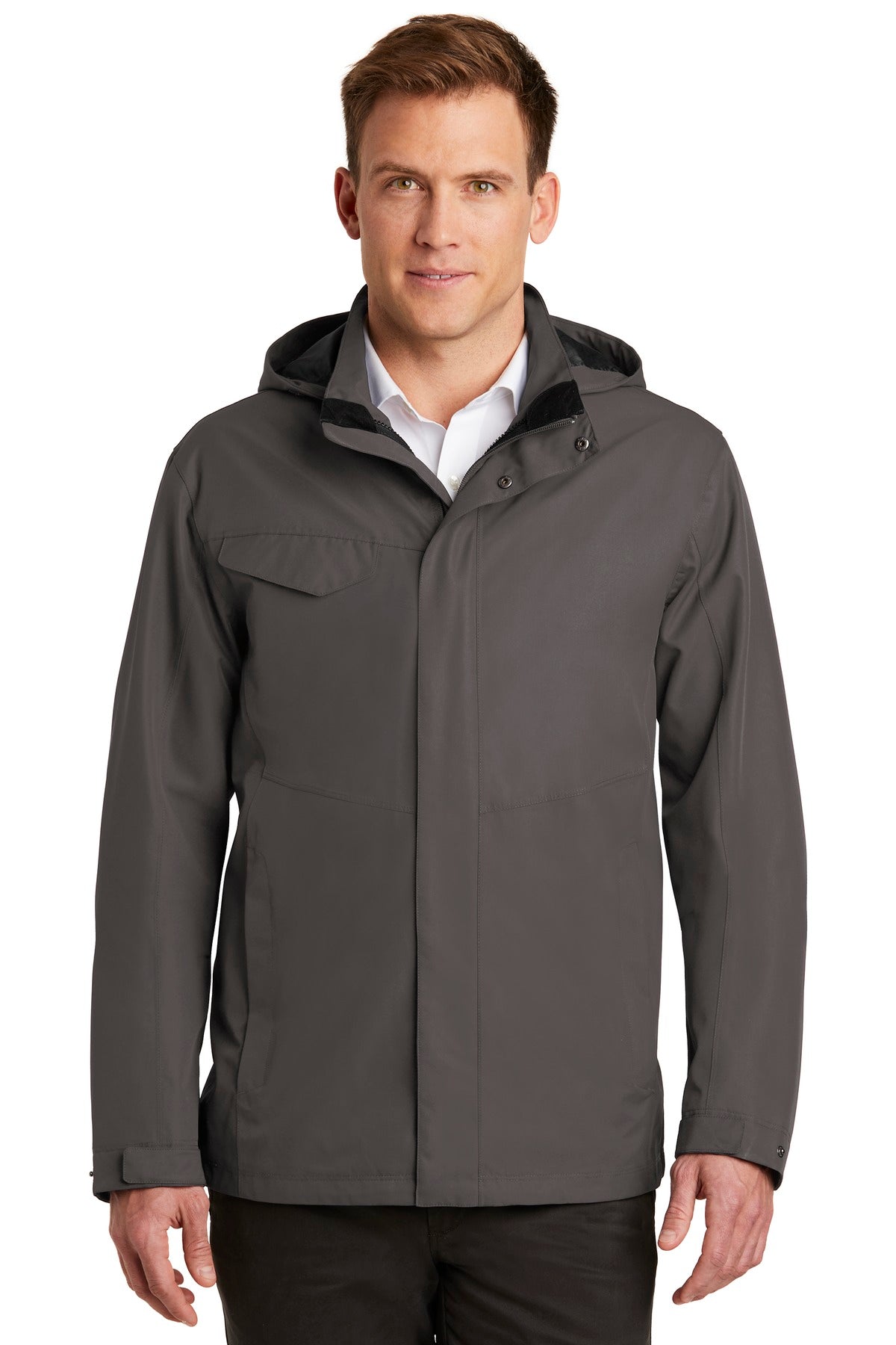 Front View of Graphite Port Authority Collective Outer Shell Jacket. J900 plain