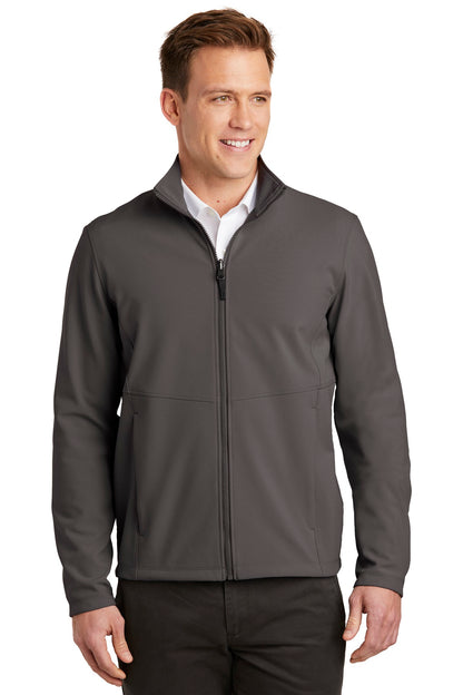 Front View of Graphite Port Authority Collective Soft Shell Jacket. J901 plain
