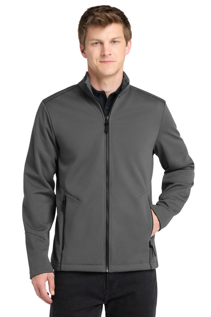 Front View of Graphite Port Authority Collective Tech Soft Shell Jacket J921 plain