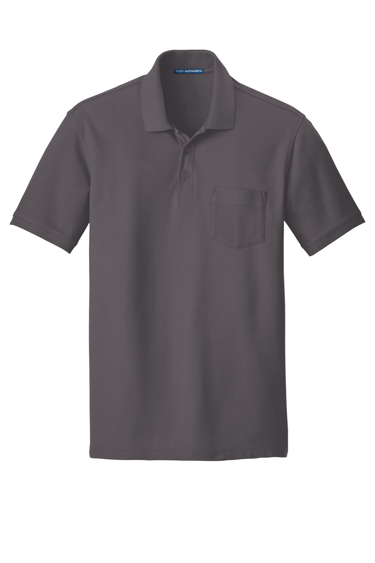 Front View of Graphite Port Authority Core Classic Pique Pocket Polo. K100P plain