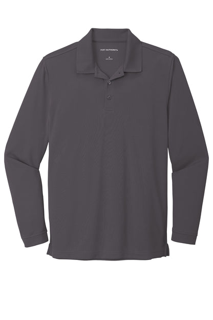 Front View of Graphite Port Authority Dry Zone UV Micro-Mesh Long Sleeve Polo K110LS plain