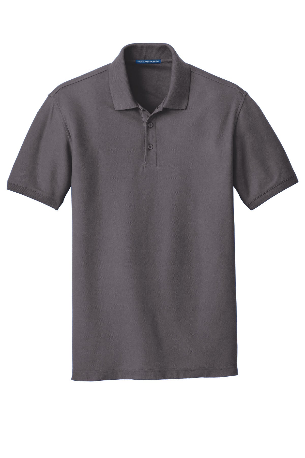 Front View of Graphite Port Authority Tall Core Classic Pique Polo. TLK100 plain