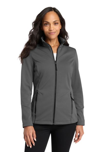 Front View of Graphite Port Authority Women's Collective Tech Soft Shell Jacket L921 plain