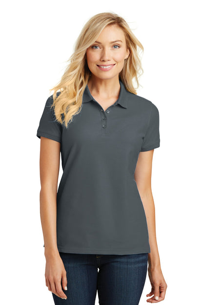Front View of Graphite Port Authority Women's Core Classic Pique Polo. L100 plain