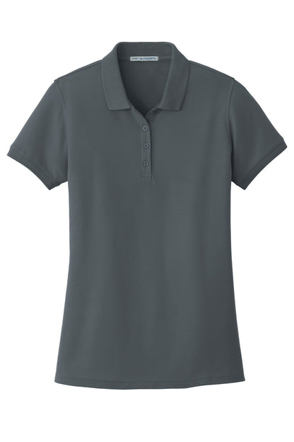 Front View of Graphite Port Authority Women's Core Classic Pique Polo. L100 plain