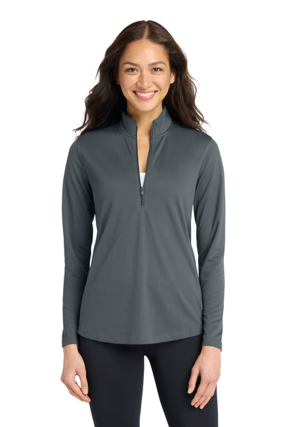 Front View of Graphite Port Authority Women's Dry Zone UV Micro-Mesh 1/4-Zip LK112 plain