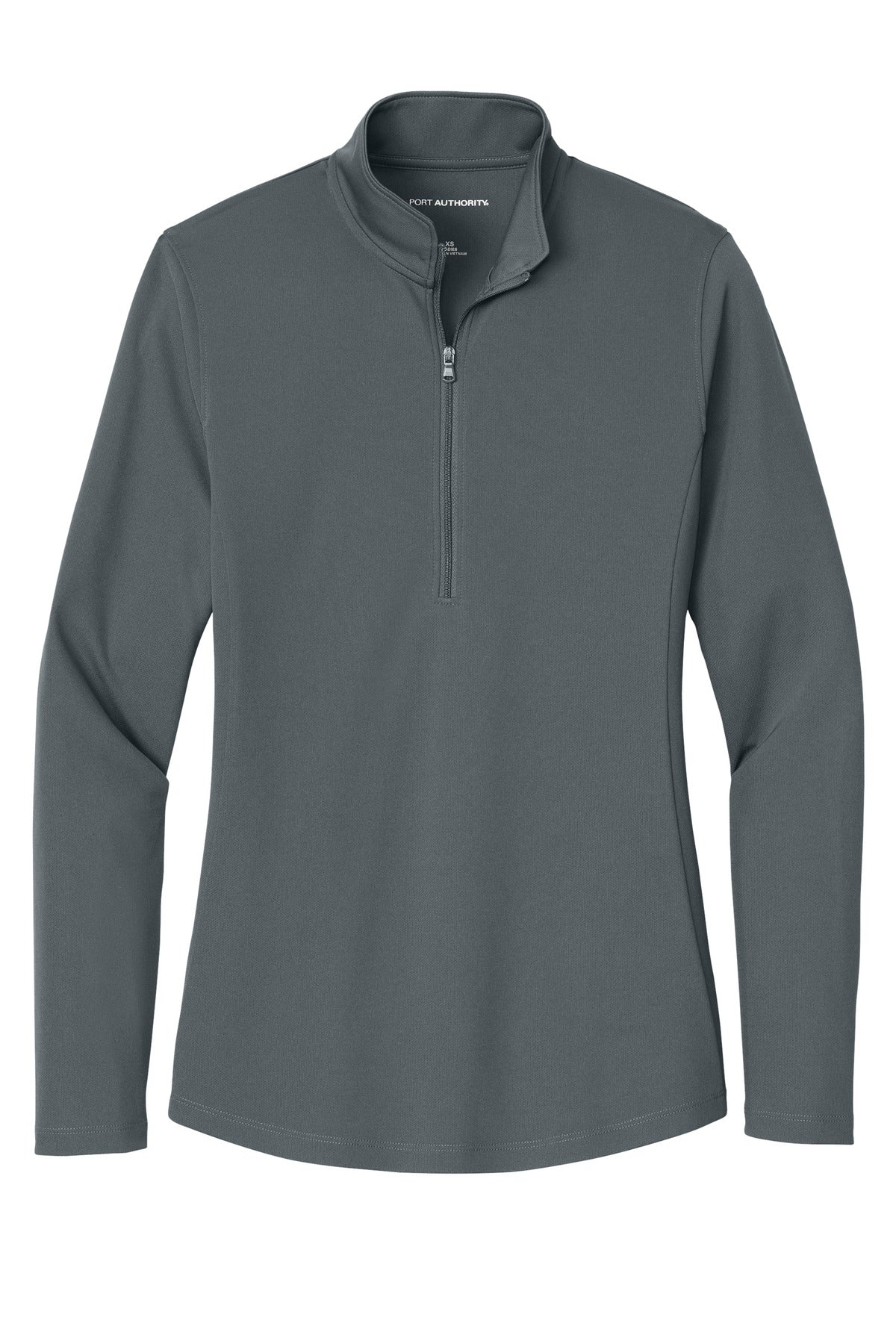 Front View of Graphite Port Authority Women's Dry Zone UV Micro-Mesh 1/4-Zip LK112 plain