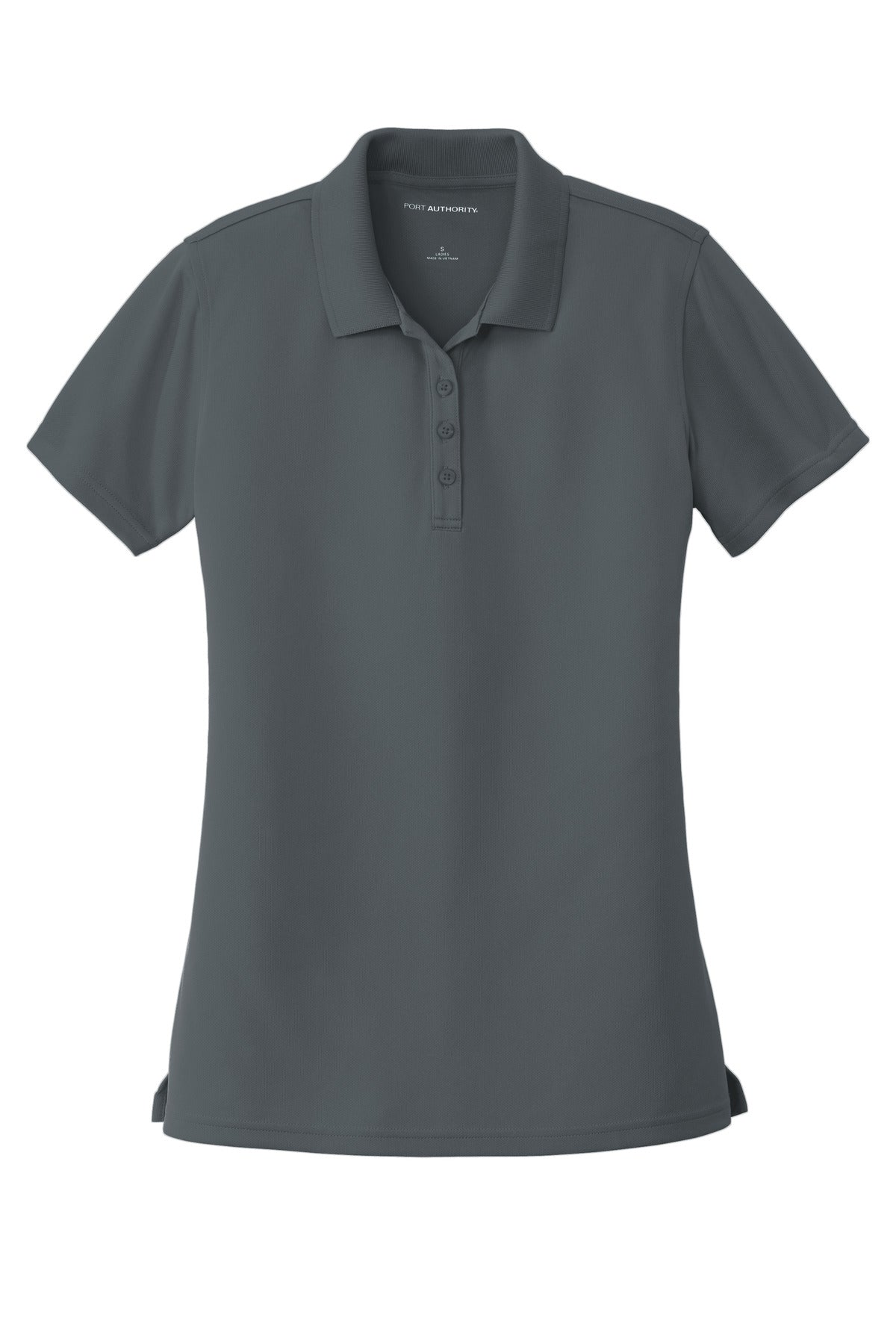 Front View of Graphite Port Authority Women's Dry Zone UV Micro-Mesh Polo. LK110 plain