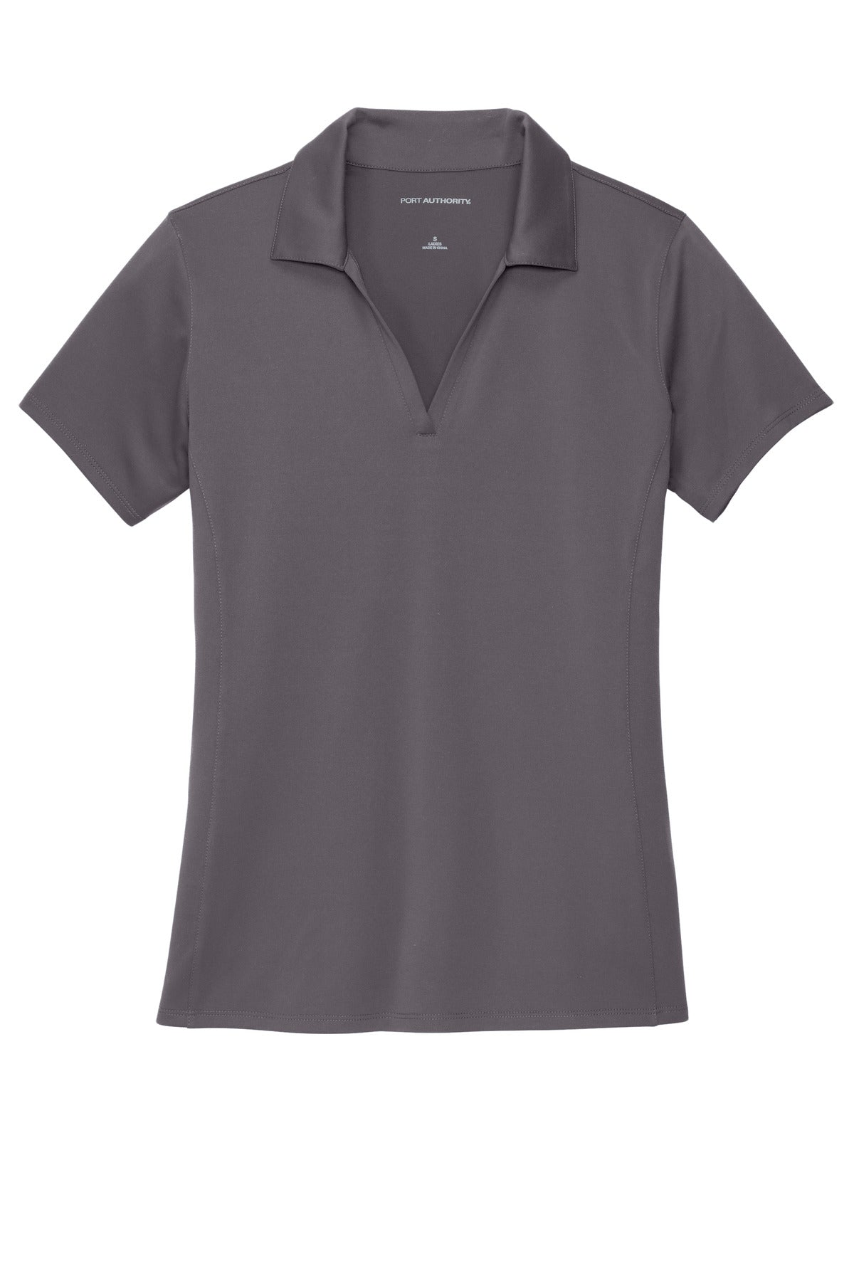 Front View of Graphite Port Authority Women's Performance Staff Polo LK398 plain