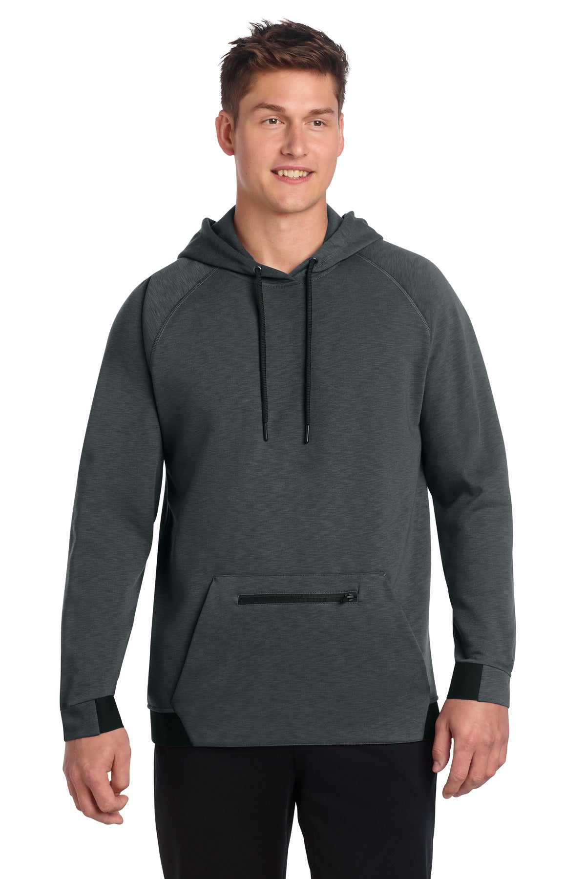 Front View of Graphite Sport-Tek PosiCharge Strive Hooded Pullover ST571 plain
