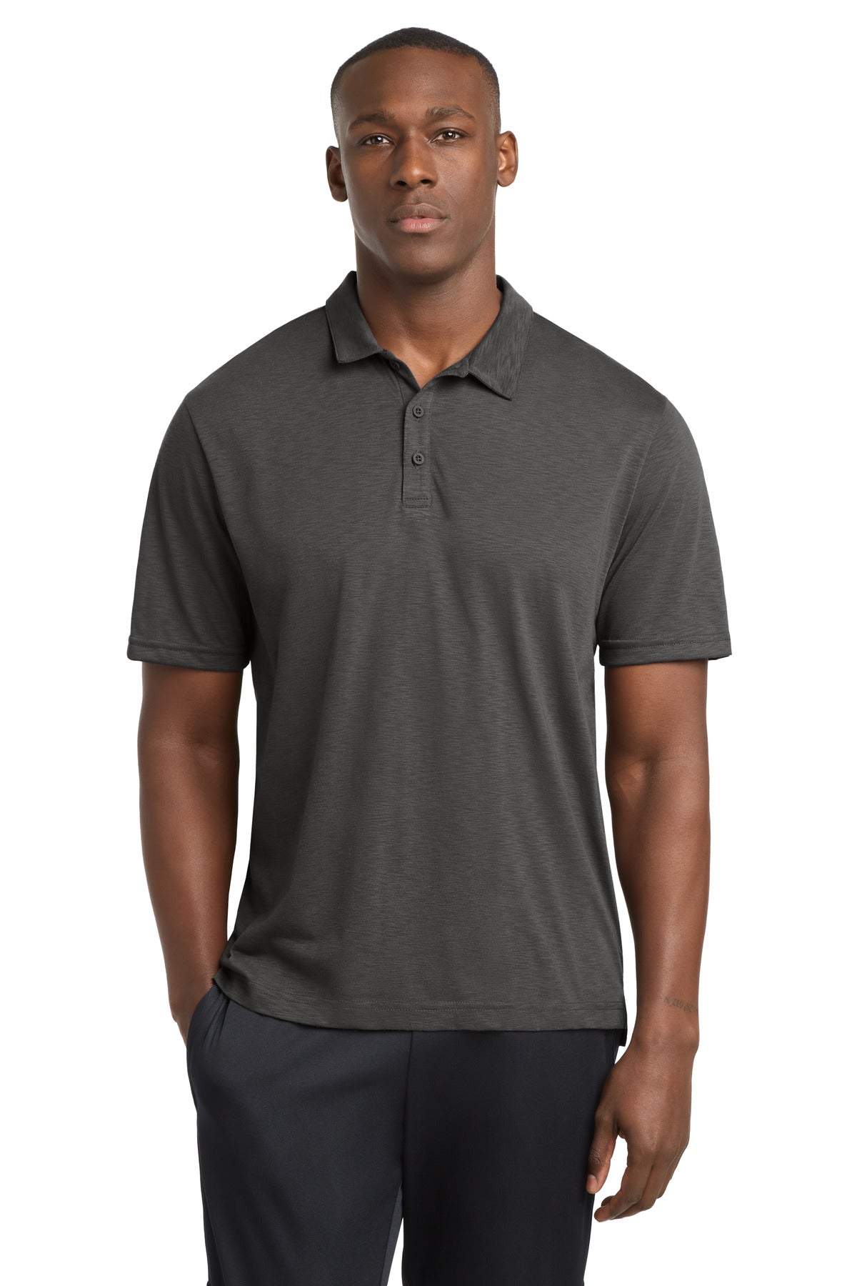 Front View of Graphite Sport-Tek PosiCharge Strive Polo ST530 plain