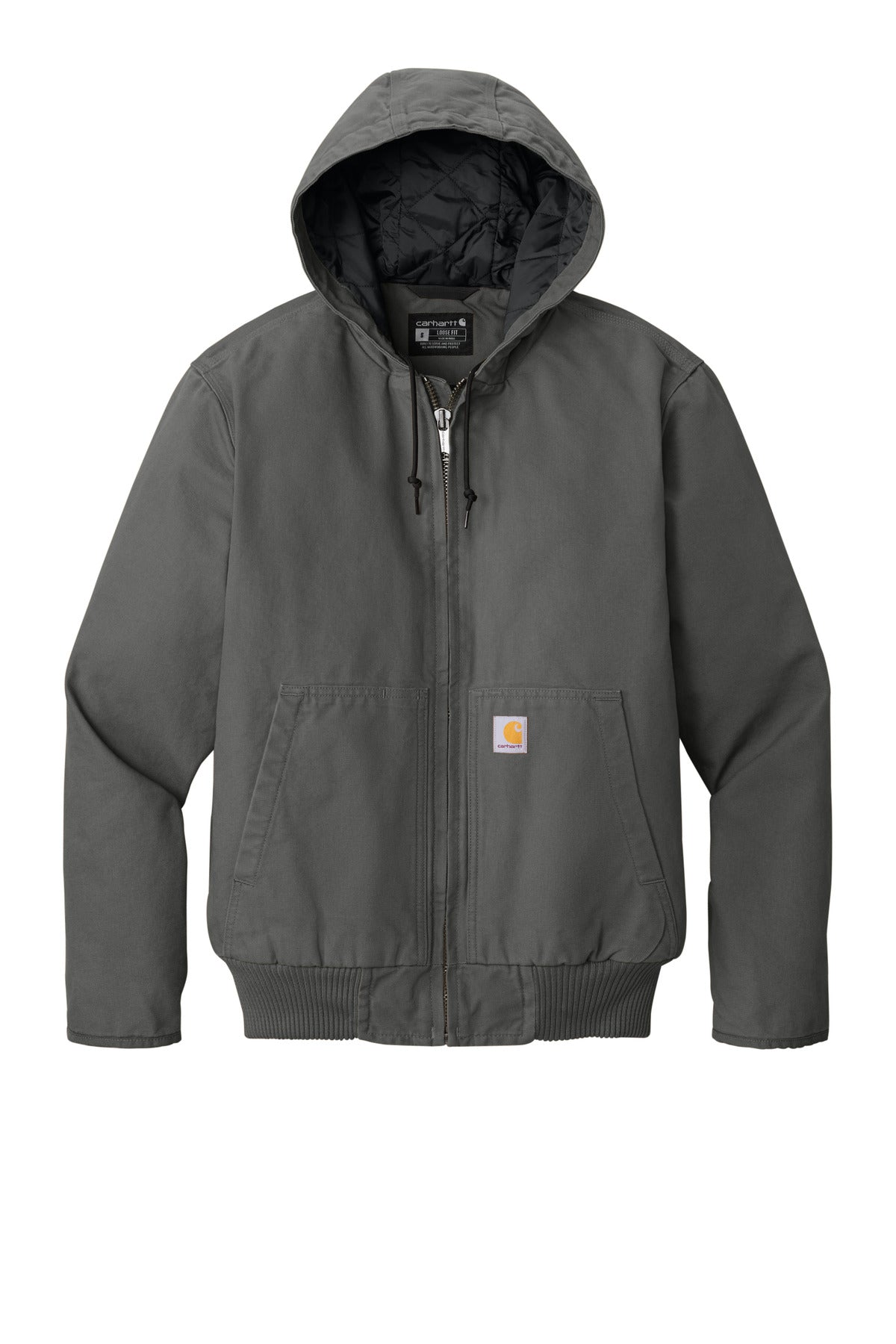 Front View of Gravel Carhartt Washed Duck Active Jac. CT104050 plain