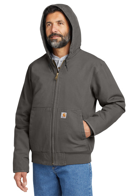 Front View of Gravel Carhartt Washed Duck Active Jac. CT104050 plain