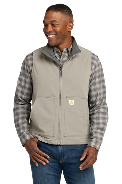 Front View of Greige Carhartt Super Dux Soft Shell Vest CT105535 plain