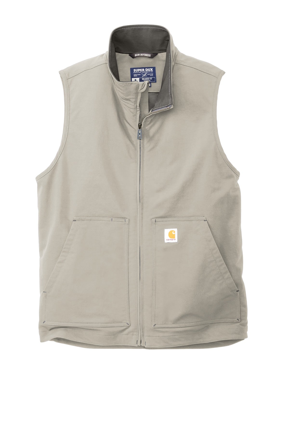 Front View of Greige Carhartt Super Dux Soft Shell Vest CT105535 plain