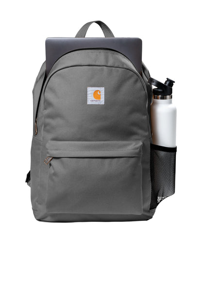 Front View of Grey Carhartt Canvas Backpack. CT89241804 plain