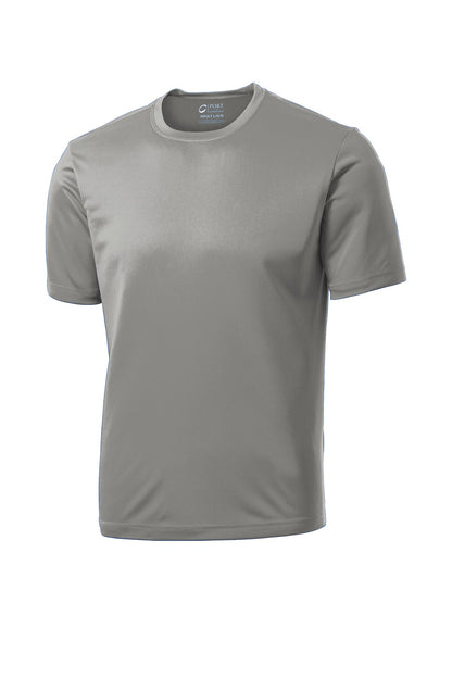 Front View of Grey Concrete Port & Co Performance Tee. PC380 plain