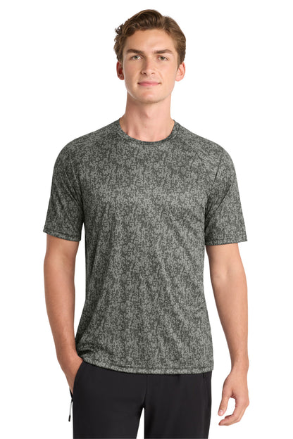 Front View of Grey Concrete Sport-Tek Digi Camo Tee. ST460 plain